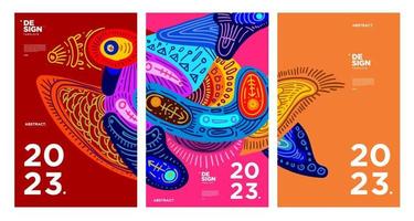 New year 2023 design template with fluid colorful abstract background vector