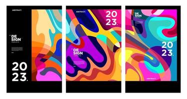 New year 2023 design template with fluid colorful abstract background vector