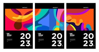 New year 2023 design template with fluid colorful abstract background vector