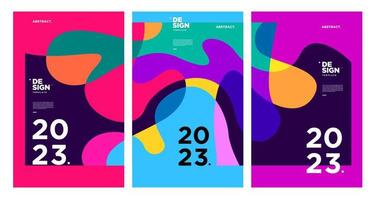 New year 2023 design template with fluid colorful abstract background vector