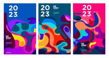 New year 2023 design template with fluid colorful abstract background vector