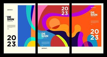 New year 2023 design template with fluid colorful abstract background vector