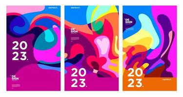 New year 2023 design template with fluid colorful abstract background vector