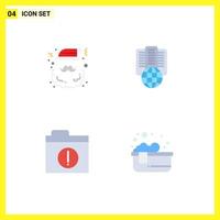 Pictogram Set of 4 Simple Flat Icons of christmas alert santa internet folder Editable Vector Design Elements