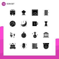 Editable Vector Line Pack of 16 Simple Solid Glyphs of arrow loudspeaker restaurant audio interior Editable Vector Design Elements