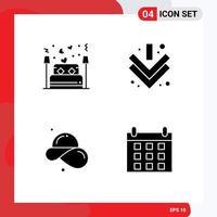 Group of Solid Glyphs Signs and Symbols for bed fashion lover down straw hat Editable Vector Design Elements