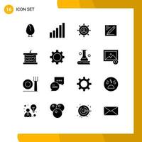 16 User Interface Solid Glyph Pack of modern Signs and Symbols of bread education connection text browser Editable Vector Design Elements