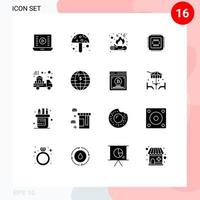 User Interface Pack of 16 Basic Solid Glyphs of home delivery bonfire cpu tech Editable Vector Design Elements