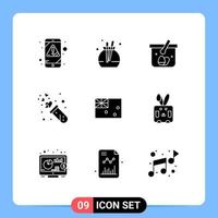 Set of 9 Modern UI Icons Symbols Signs for australia wedding cart tube lab Editable Vector Design Elements