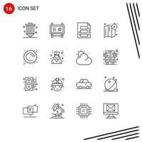 16 User Interface Outline Pack of modern Signs and Symbols of map compass promotion tactic planning Editable Vector Design Elements