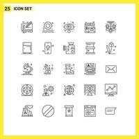 Pictogram Set of 25 Simple Lines of home mail business email vision Editable Vector Design Elements