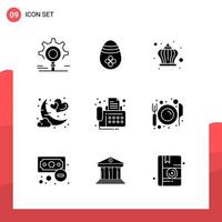 paquete de 9 iconos de glifos universales para medios impresos sobre fondo blanco fondo de vector de icono negro creativo