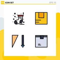 Set of 4 Vector Filledline Flat Colors on Grid for christmas sorting box transportation delivery Editable Vector Design Elements
