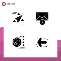 Set of 4 Vector Solid Glyphs on Grid for web examination fly time life Editable Vector Design Elements