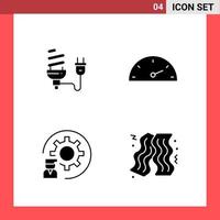 4 Icon Pack Solid Style Glyph Symbols on White Background Simple Signs for general designing Creative Black Icon vector background