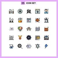 Set of 25 Modern UI Icons Symbols Signs for business gear packing setting travel Editable Vector Design Elements