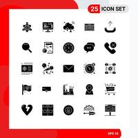 Modern Set of 25 Solid Glyphs and symbols such as outgoing shopping internet code bar Editable Vector Design Elements