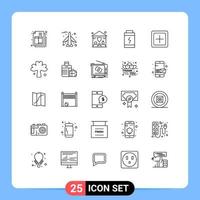 Mobile Interface Line Set of 25 Pictograms of clover new people increase add Editable Vector Design Elements