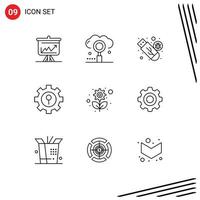 User Interface Pack of 9 Basic Outlines of protection keyhole optimization virus storage Editable Vector Design Elements