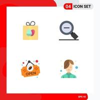 4 Creative Icons Modern Signs and Symbols of gift open easter magnifying glass sign Editable Vector Design Elements