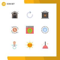 9 iconos creativos signos y símbolos modernos de diseño de desbloqueo linterna web por ciento elementos de diseño vectorial editables vector