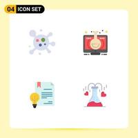 4 Universal Flat Icons Set for Web and Mobile Applications atom copyright elearning monitor invention Editable Vector Design Elements