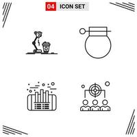 4 Icons Line Style Grid Based Creative Outline Symbols for Website Design Simple Line Icon Signs Isolated on White Background 4 Icon Set Creative Black Icon vector background