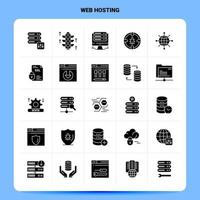 Solid 25 Web Hosting Icon set Vector Glyph Style Design Black Icons Set Web and Mobile Business ideas design Vector Illustration