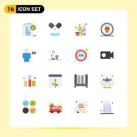 User Interface Pack of 16 Basic Flat Colors of avatar horror birthday halloween coin Editable Pack of Creative Vector Design Elements