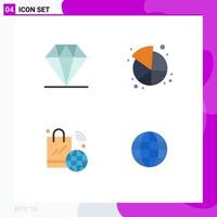 Mobile Interface Flat Icon Set of 4 Pictograms of care internet of things chart share wifi Editable Vector Design Elements