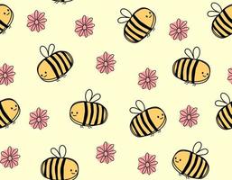 Bee and Flower semless pattern vector