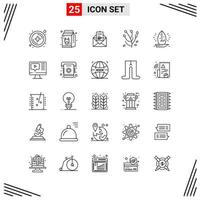 25 Icons Line Style Grid Based Creative Outline Symbols for Website Design Simple Line Icon Signs Isolated on White Background 25 Icon Set Creative Black Icon vector background