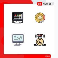 Universal Icon Symbols Group of 4 Modern Filledline Flat Colors of browser synchronization internet persentage information Editable Vector Design Elements