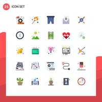 Mobile Interface Flat Color Set of 25 Pictograms of malware mail beach e traveling Editable Vector Design Elements