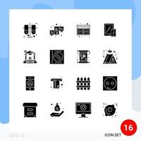 Group of 16 Modern Solid Glyphs Set for bank tablet cash mobile smartphone Editable Vector Design Elements