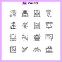 16 Icons in Line Style Outline Symbols on White Background Creative Vector Signs for Web mobile and Print Creative Black Icon vector background