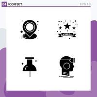 4 Thematic Vector Solid Glyphs and Editable Symbols of holder location place commerce pin Editable Vector Design Elements