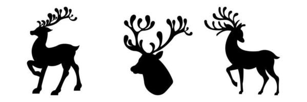 Isolated on a white background, a collection of reindeer christmas vector silhouettes