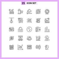 Line Pack of 25 Universal Symbols of global space reel satellite serving Editable Vector Design Elements