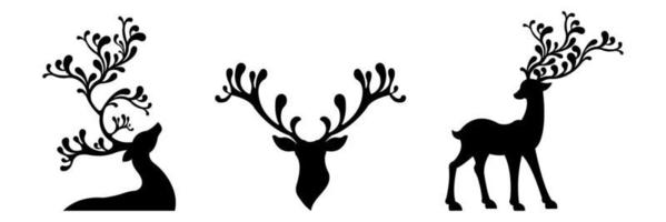 Isolated on a white background, a collection of reindeer christmas vector silhouettes