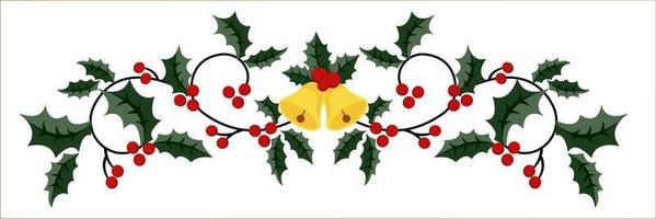 Christmas Holly Specie Twig with Red Berries and Tree Needle Branch vector