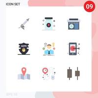 Universal Icon Symbols Group of 9 Modern Flat Colors of business privacy pill gdpr radio Editable Vector Design Elements