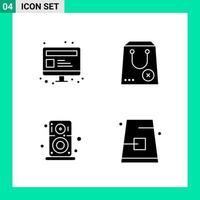 Pack of 4 Solid Style Icon Set Glyph Symbols for print Creative Signs Isolated on White Background 4 Icon Set Creative Black Icon vector background