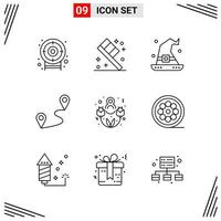 9 Icons Line Style Grid Based Creative Outline Symbols for Website Design Simple Line Icon Signs Isolated on White Background 9 Icon Set Creative Black Icon vector background