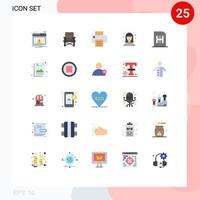 grupo de 25 signos y símbolos de colores planos para elementos de diseño de vectores editables para estudiantes de tarjetas de impresión de teléfonos móviles