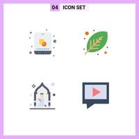 Modern Set of 4 Flat Icons Pictograph of design mosque creative leaf pray Editable Vector Design Elements