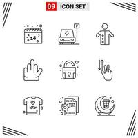 9 Icons Line Style Grid Based Creative Outline Symbols for Website Design Simple Line Icon Signs Isolated on White Background 9 Icon Set Creative Black Icon vector background