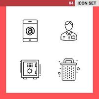 4 Icon Pack Line Style Outline Symbols on White Background Simple Signs for general designing Creative Black Icon vector background