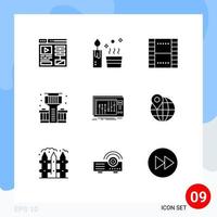 Universal Icon Symbols Group of 9 Modern Solid Glyphs of mixer console essential bar city Editable Vector Design Elements