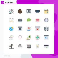 Pictogram Set of 25 Simple Flat Colors of health memory monitor hardware devices Editable Vector Design Elements